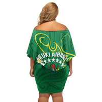 Cook Islands Happy Constitution Day Off Shoulder Short Dress Pattern Tribal Art LT05 - Polynesian Pride