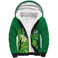 Cook Islands Happy Constitution Day Sherpa Hoodie Pattern Tribal Art LT05 Unisex Green - Polynesian Pride