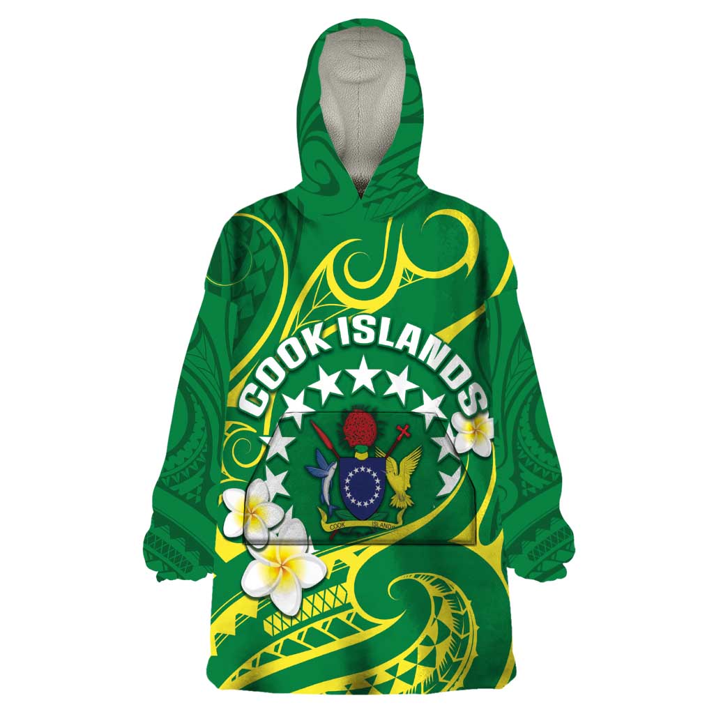Cook Islands Happy Constitution Day Wearable Blanket Hoodie Pattern Tribal Art