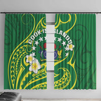 Cook Islands Happy Constitution Day Window Curtain Pattern Tribal Art LT05 With Hooks Green - Polynesian Pride