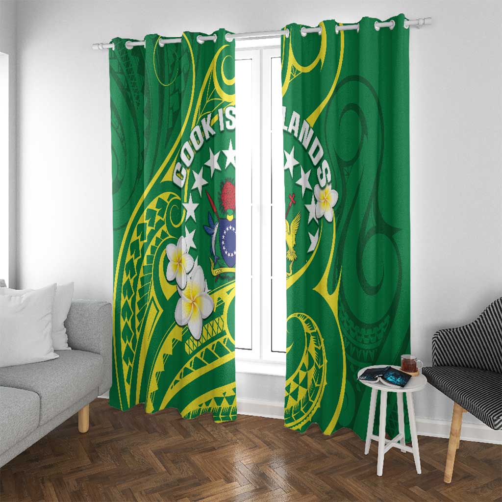 Cook Islands Happy Constitution Day Window Curtain Pattern Tribal Art LT05 With Grommets Green - Polynesian Pride