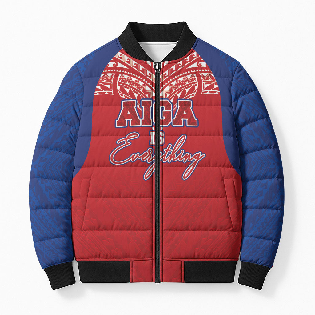 Aiga Samoa Bomber Puffer Jacket Aiga Is Everything LT05 Unisex Red - Polynesian Pride