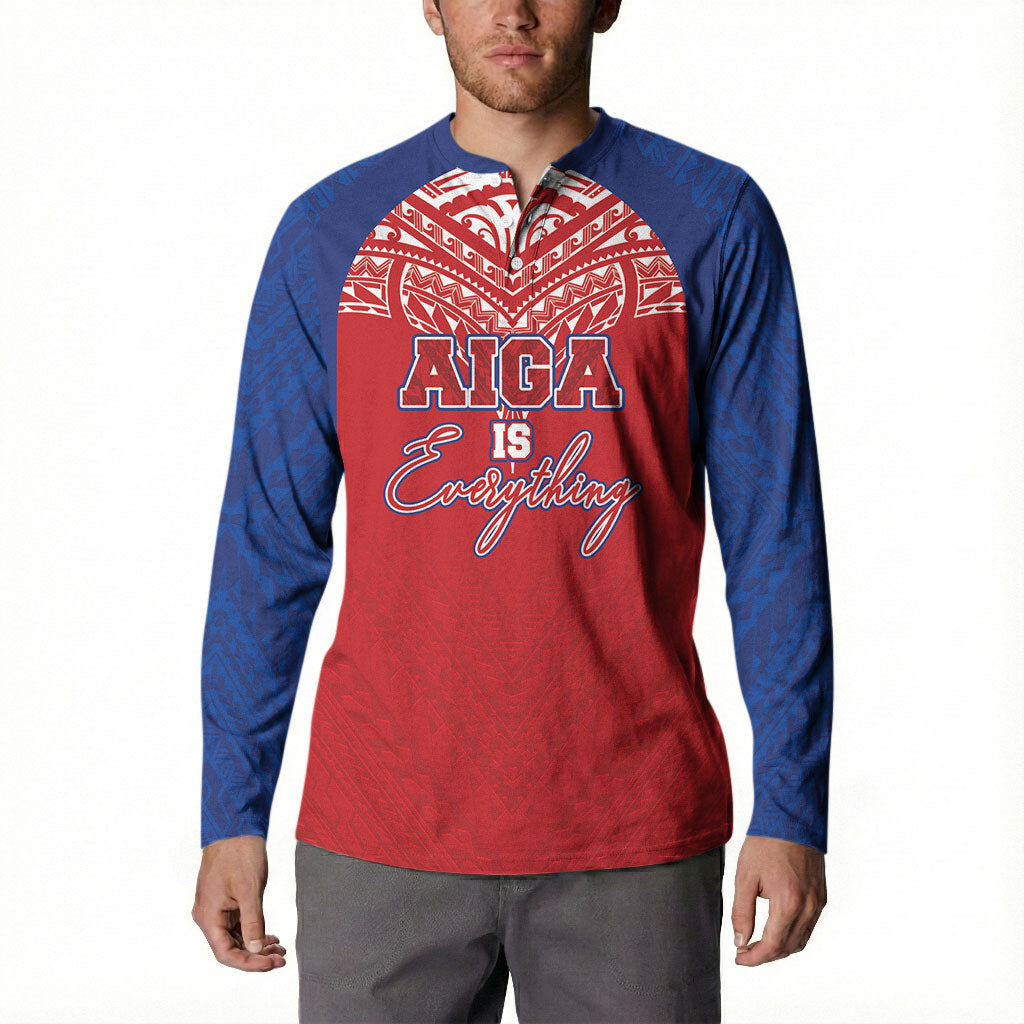 Aiga Samoa Button Sweatshirt Aiga Is Everything LT05 - Polynesian Pride