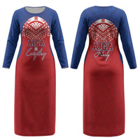 Aiga Samoa Couples Matching Long Sleeve Bodycon Dress and Long Sleeve Button Shirt Aiga Is Everything LT05 - Polynesian Pride