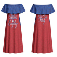 Aiga Samoa Couples Matching Off Shoulder Maxi Dress and Long Sleeve Button Shirt Aiga Is Everything LT05 - Polynesian Pride