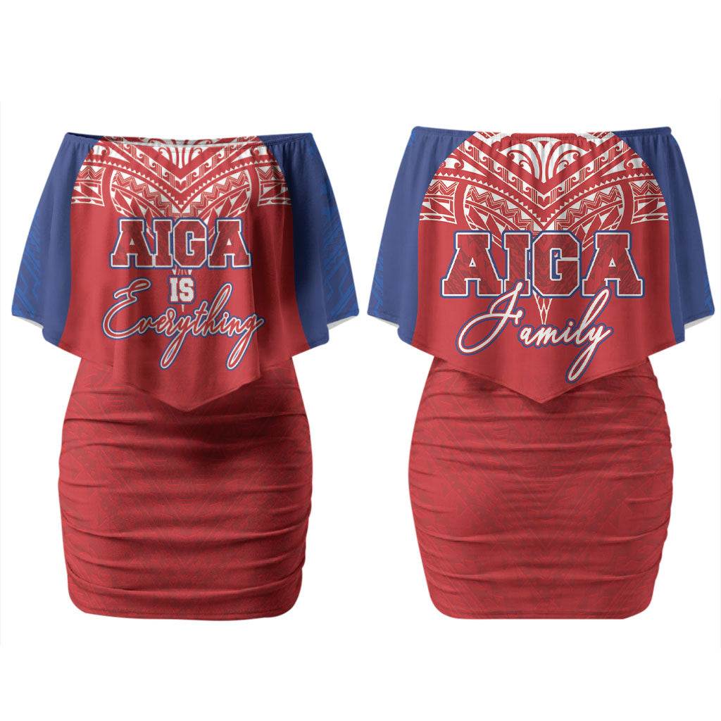 Aiga Samoa Couples Matching Off Shoulder Short Dress and Hawaiian Shirt Aiga Is Everything LT05 - Polynesian Pride