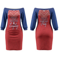 Aiga Samoa Couples Matching Off The Shoulder Long Sleeve Dress and Long Sleeve Button Shirt Aiga Is Everything LT05 - Polynesian Pride