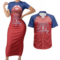 Aiga Samoa Couples Matching Short Sleeve Bodycon Dress and Hawaiian Shirt Aiga Is Everything LT05 Red - Polynesian Pride