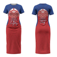 Aiga Samoa Couples Matching Short Sleeve Bodycon Dress and Hawaiian Shirt Aiga Is Everything LT05 - Polynesian Pride