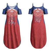 Aiga Samoa Couples Matching Summer Maxi Dress and Long Sleeve Button Shirt Aiga Is Everything LT05 - Polynesian Pride