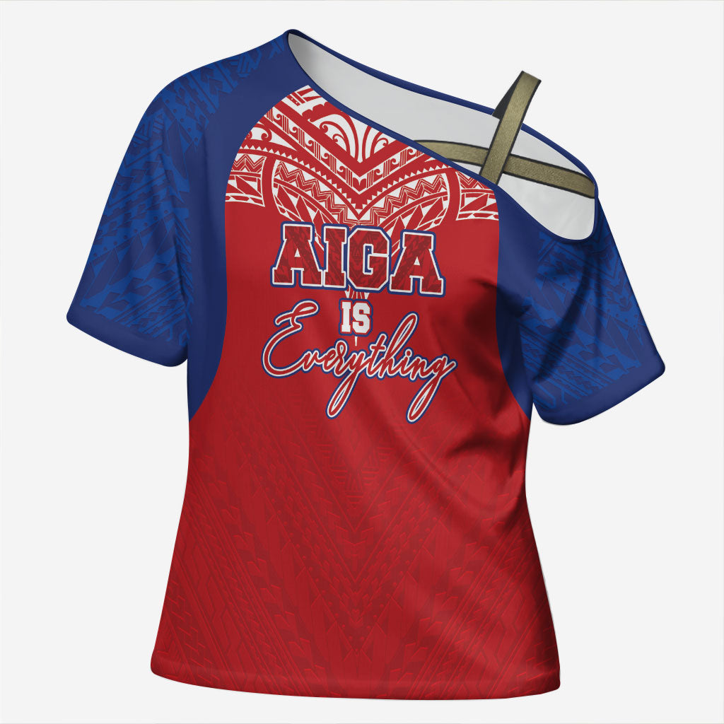 Aiga Samoa Cross Shoulder Shirt Aiga Is Everything LT05 Female Red - Polynesian Pride