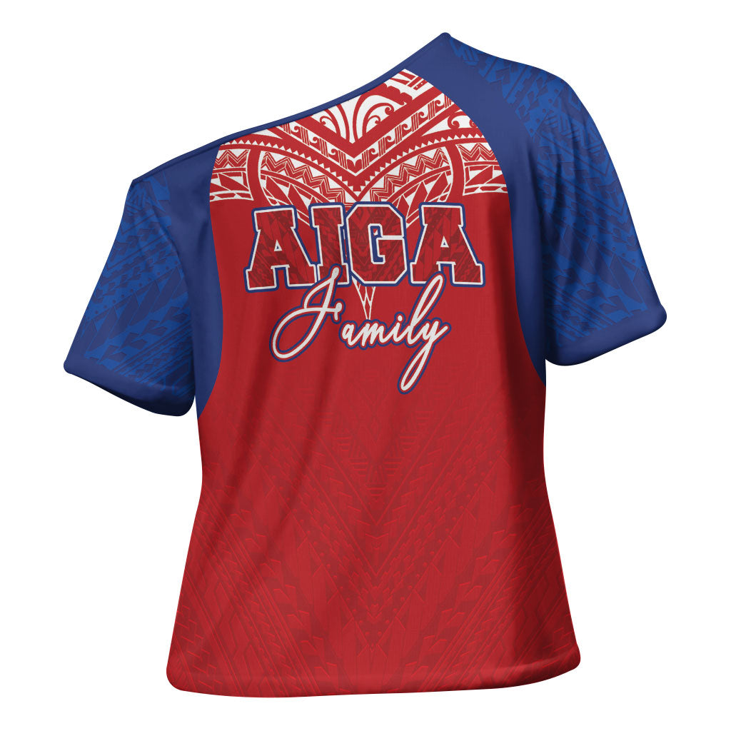 Aiga Samoa Cross Shoulder Shirt Aiga Is Everything LT05 - Polynesian Pride