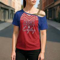Aiga Samoa Cross Shoulder Shirt Aiga Is Everything LT05 - Polynesian Pride