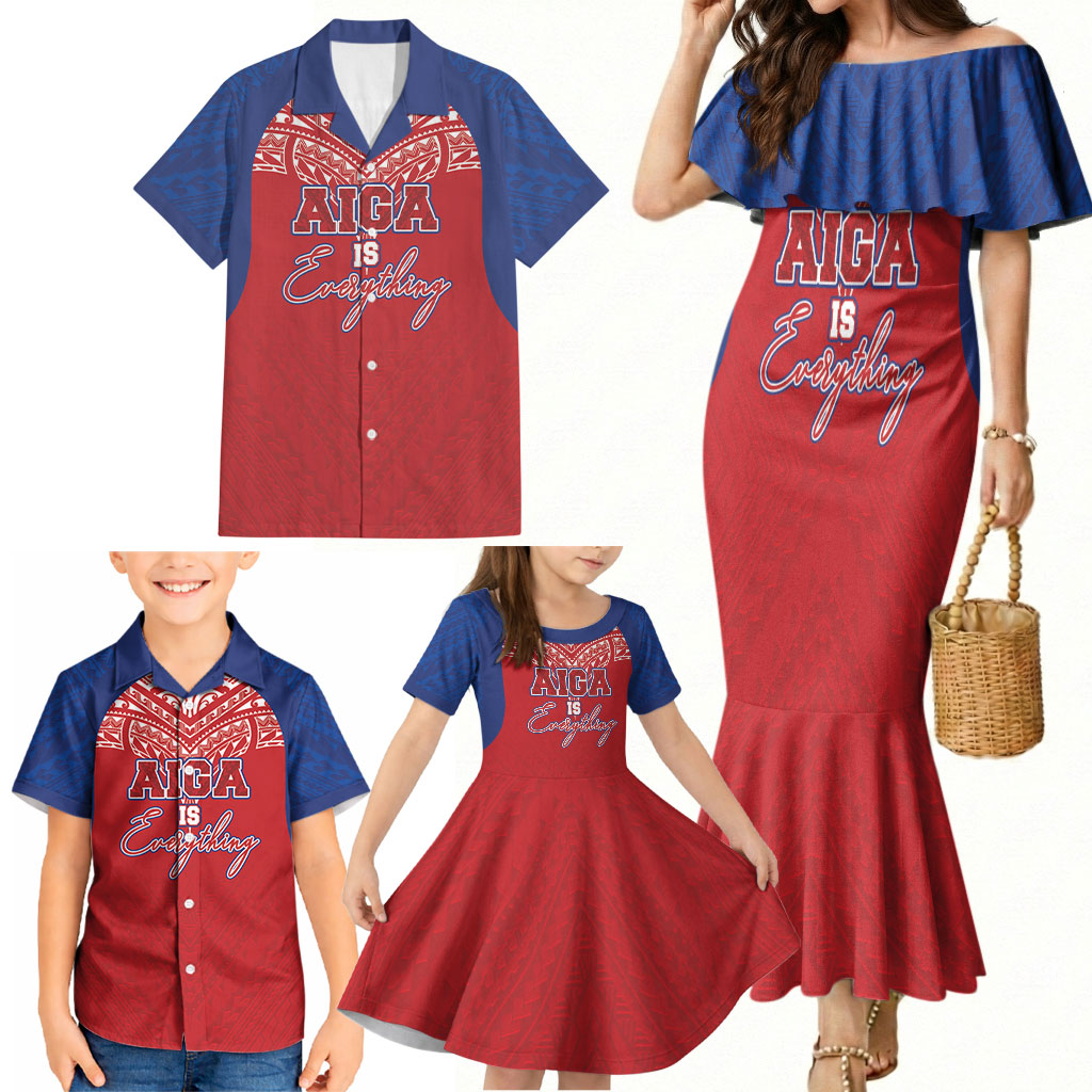 Aiga Samoa Family Matching Mermaid Dress and Hawaiian Shirt Aiga Is Everything LT05 - Polynesian Pride