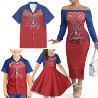 Aiga Samoa Family Matching Off The Shoulder Long Sleeve Dress and Hawaiian Shirt Aiga Is Everything LT05 - Polynesian Pride