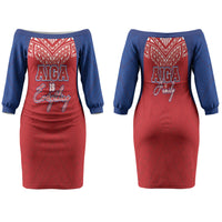 Aiga Samoa Family Matching Off The Shoulder Long Sleeve Dress and Hawaiian Shirt Aiga Is Everything LT05 Mom's Dress Red - Polynesian Pride