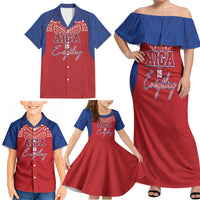 Aiga Samoa Family Matching Off Shoulder Maxi Dress and Hawaiian Shirt Aiga Is Everything LT05 - Polynesian Pride