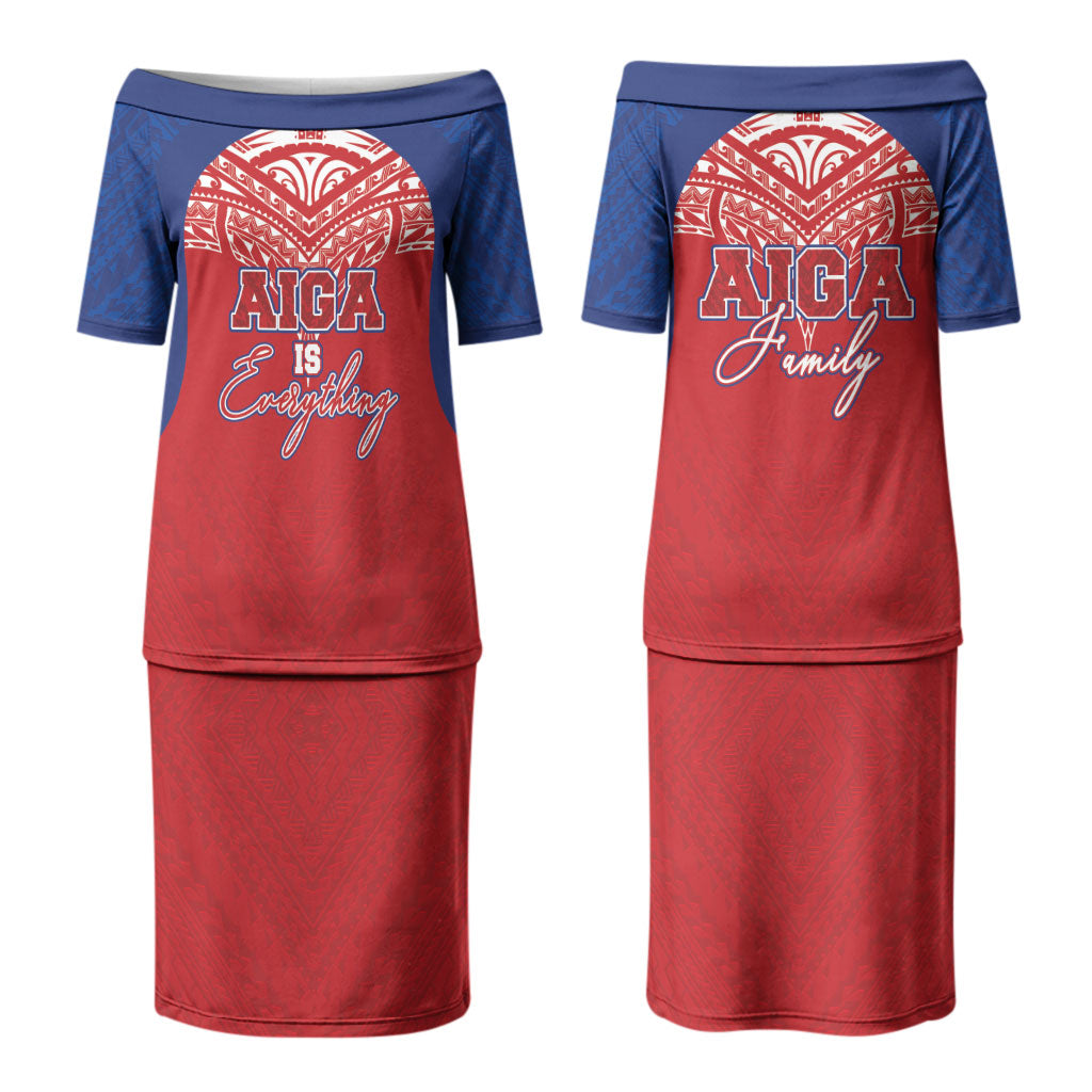 Aiga Samoa Family Matching Puletasi and Hawaiian Shirt Aiga Is Everything LT05 Mom's Dress Red - Polynesian Pride