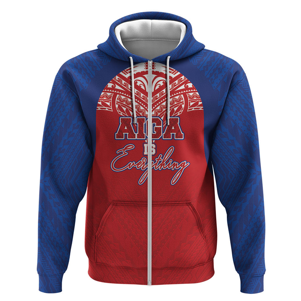 Aiga Samoa Hoodie Aiga Is Everything LT05 Zip Hoodie Red - Polynesian Pride