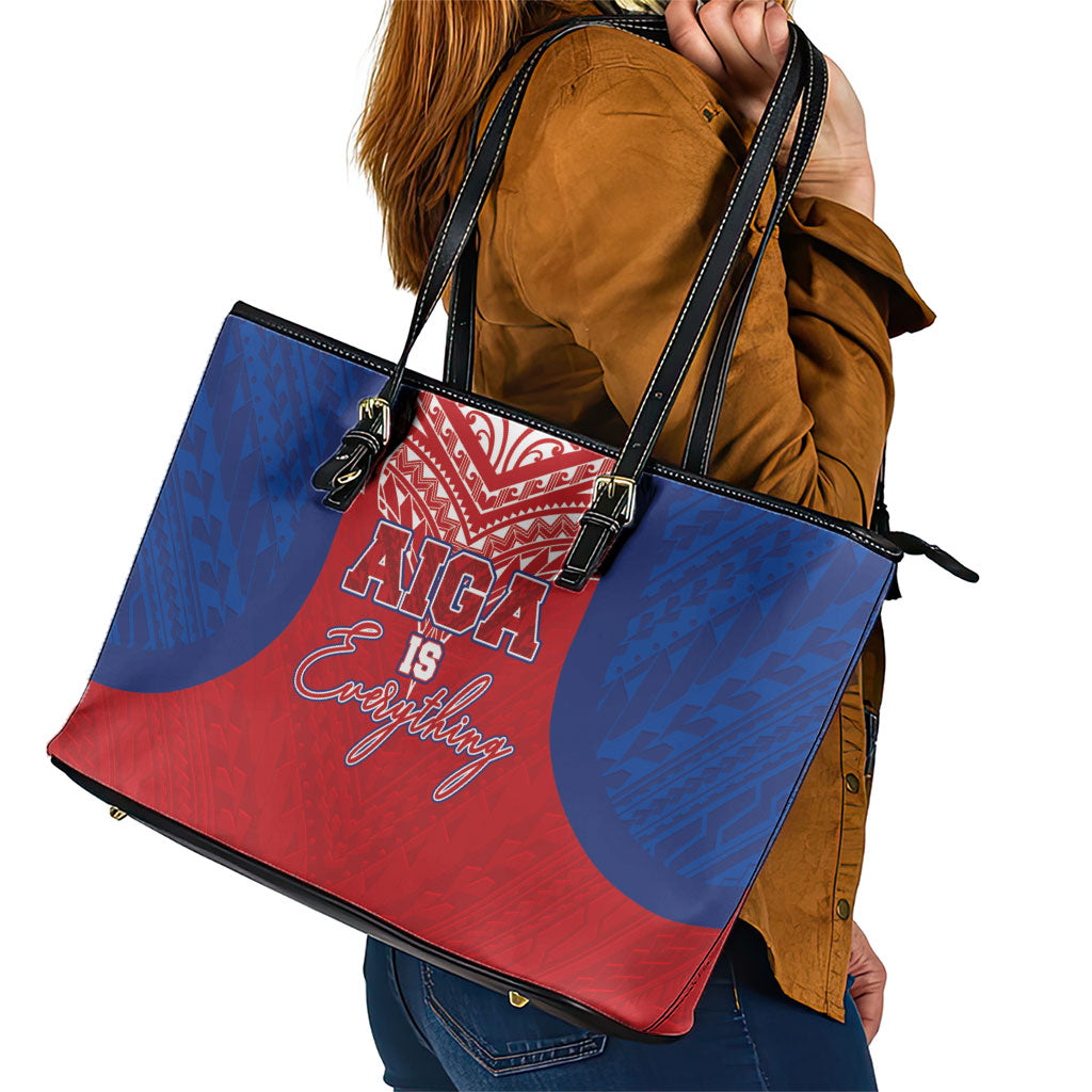 Aiga Samoa Leather Tote Bag Aiga Is Everything LT05 - Polynesian Pride
