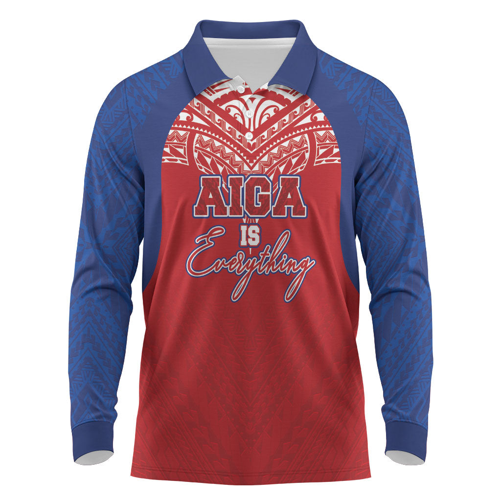 Aiga Samoa Long Sleeve Polo Shirt Aiga Is Everything LT05 Red - Polynesian Pride
