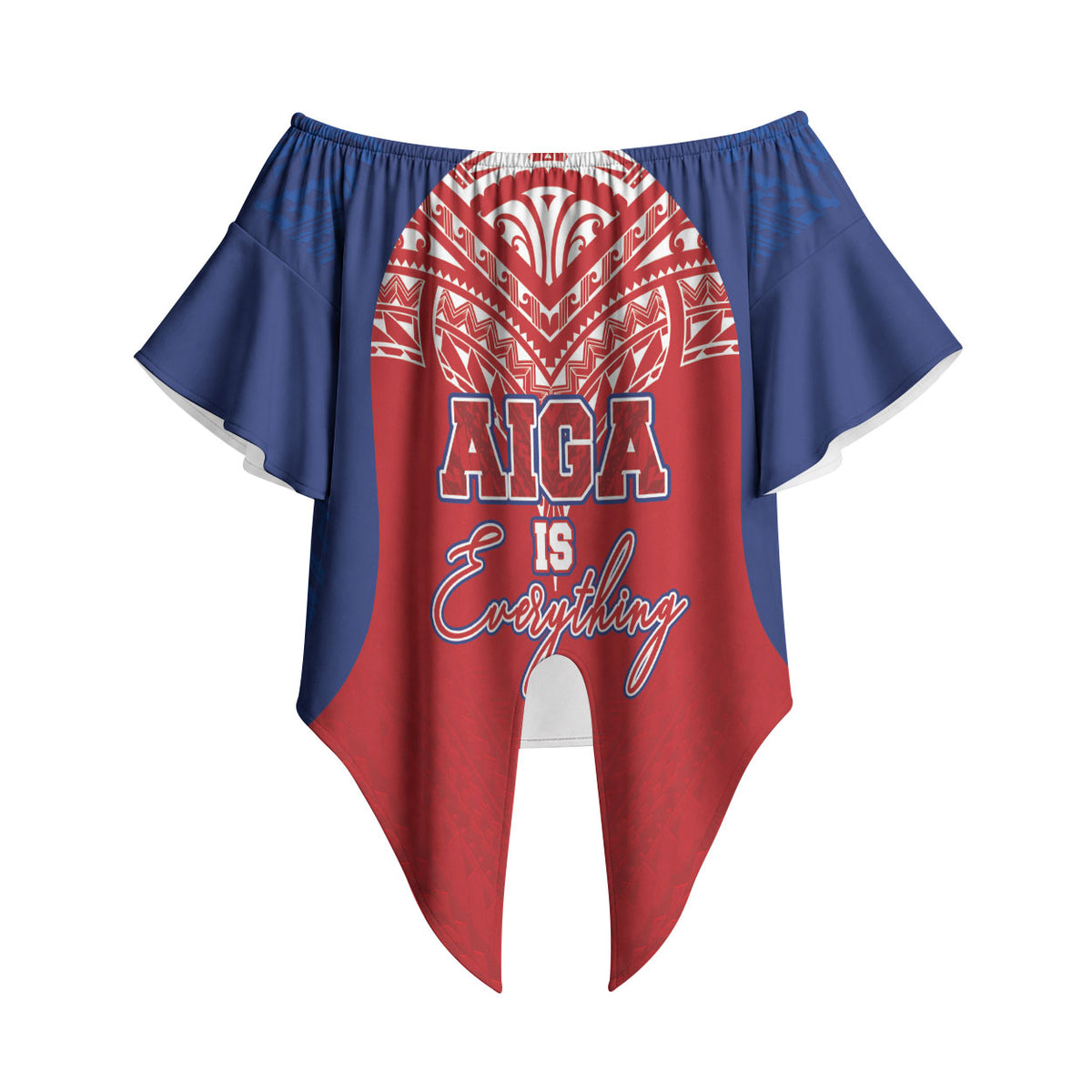 Aiga Samoa Off Shoulder Wrap Waist Top Aiga Is Everything LT05 Red - Polynesian Pride