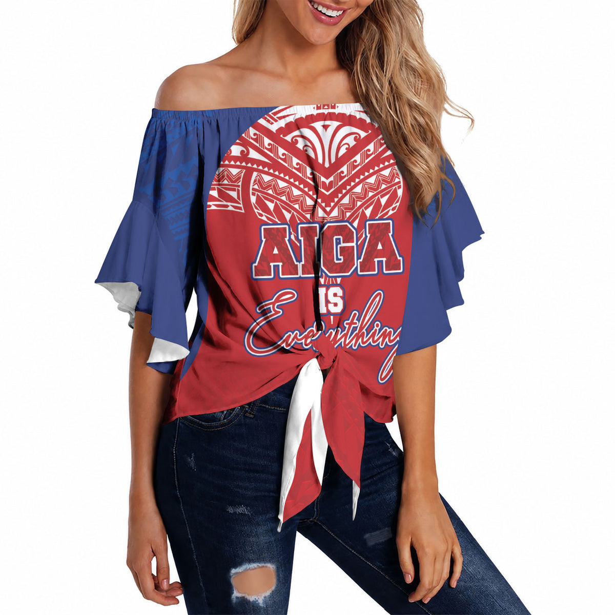 Aiga Samoa Off Shoulder Wrap Waist Top Aiga Is Everything LT05 - Polynesian Pride