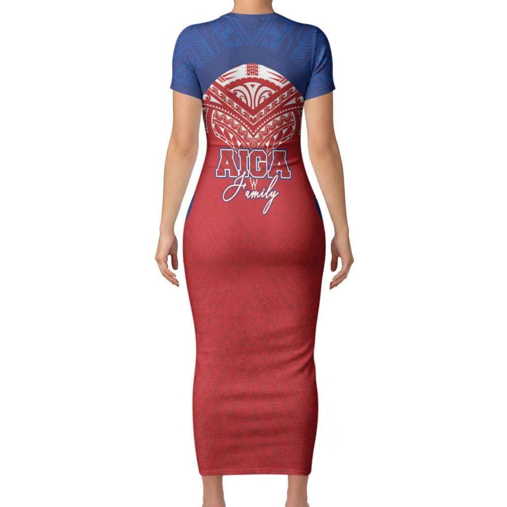 Aiga Samoa Short Sleeve Bodycon Dress Aiga Is Everything LT05 - Polynesian Pride