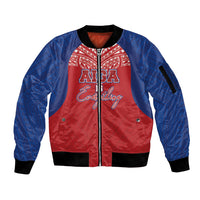 Aiga Samoa Sleeve Zip Bomber Jacket Aiga Is Everything LT05 Unisex Red - Polynesian Pride