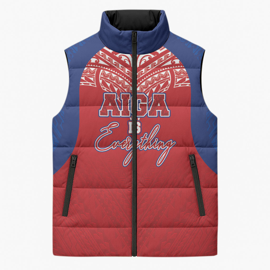 Aiga Samoa Sleeveless Puffer Jacket Aiga Is Everything LT05 Unisex Red - Polynesian Pride