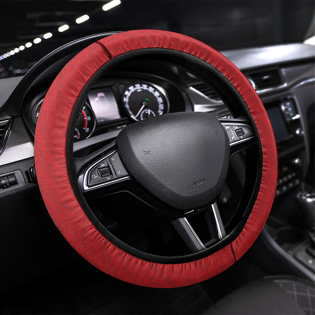 Aiga Samoa Steering Wheel Cover Aiga Is Everything LT05 Universal Fit Red - Polynesian Pride