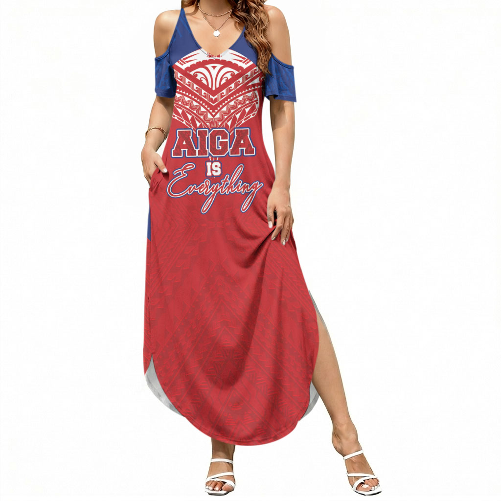 Aiga Samoa Summer Maxi Dress Aiga Is Everything LT05 Women Red - Polynesian Pride