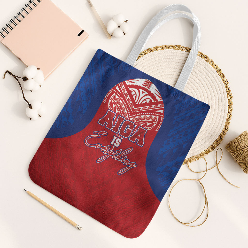 Aiga Samoa Tote Bag Aiga Is Everything LT05 White Strap One Size Red - Polynesian Pride