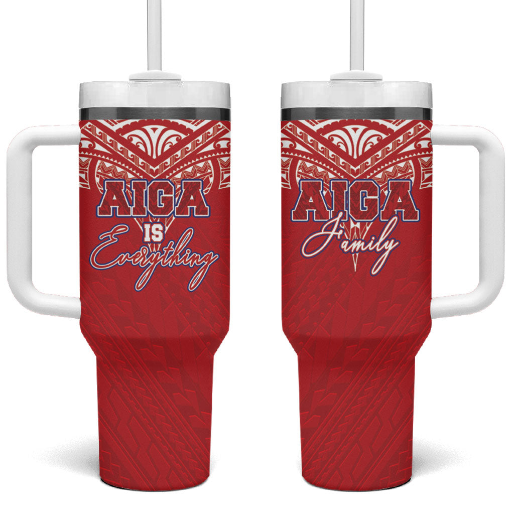 Aiga Samoa Tumbler With Handle Aiga Is Everything LT05 One Size: 40 oz Red - Polynesian Pride