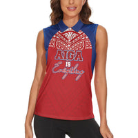 Aiga Samoa Women Sleeveless Polo Shirt Aiga Is Everything LT05 - Polynesian Pride