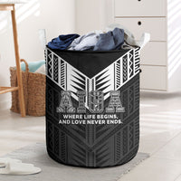 Samoa Aiga Laundry Basket Samoan Tribal Pattern LT05 Black - Polynesian Pride
