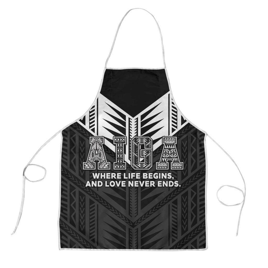 Samoa Aiga Apron Samoan Tribal Pattern LT05 Black - Polynesian Pride