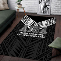 Samoa Aiga Area Rug Samoan Tribal Pattern LT05 Black - Polynesian Pride