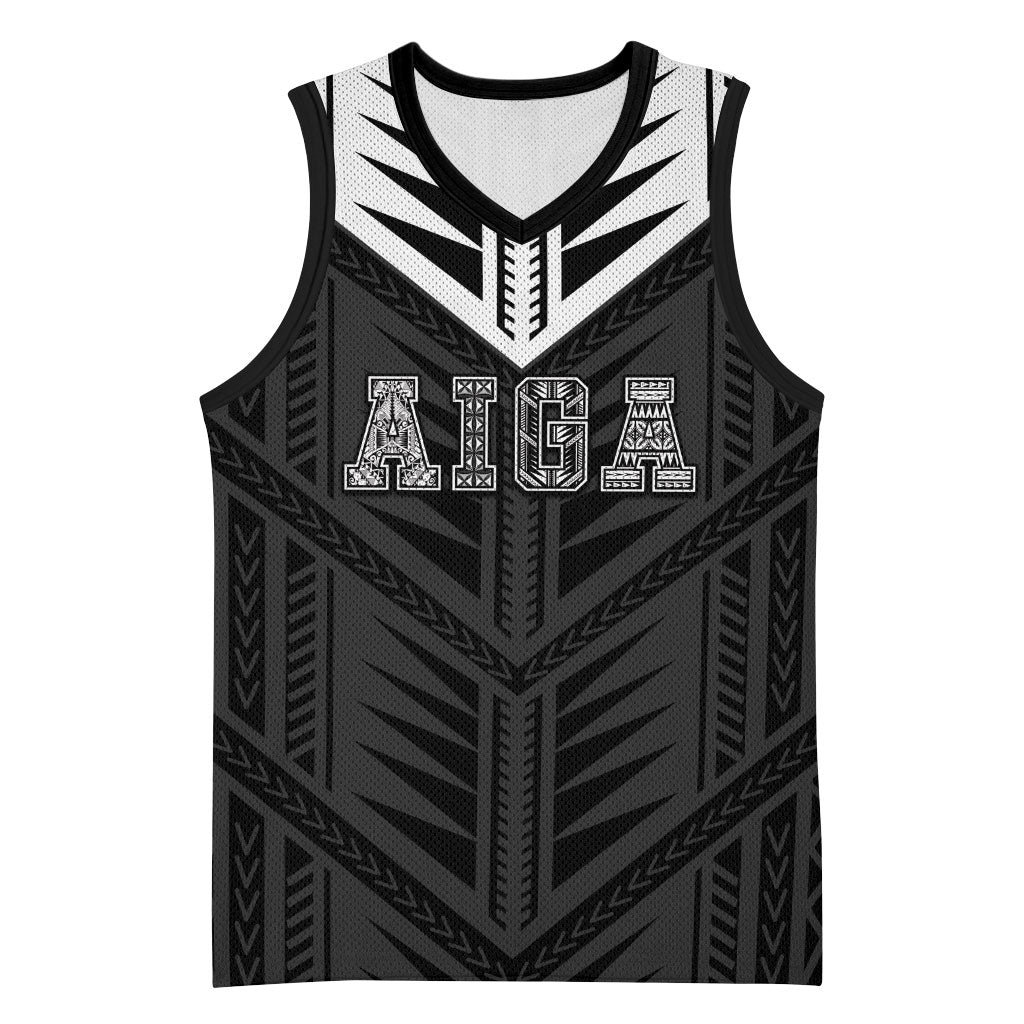 Samoa Aiga Basketball Jersey Samoan Tribal Pattern LT05 Unisex Black - Polynesian Pride