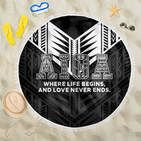 Samoa Aiga Beach Blanket Samoan Tribal Pattern LT05 One Size 150cm Black - Polynesian Pride