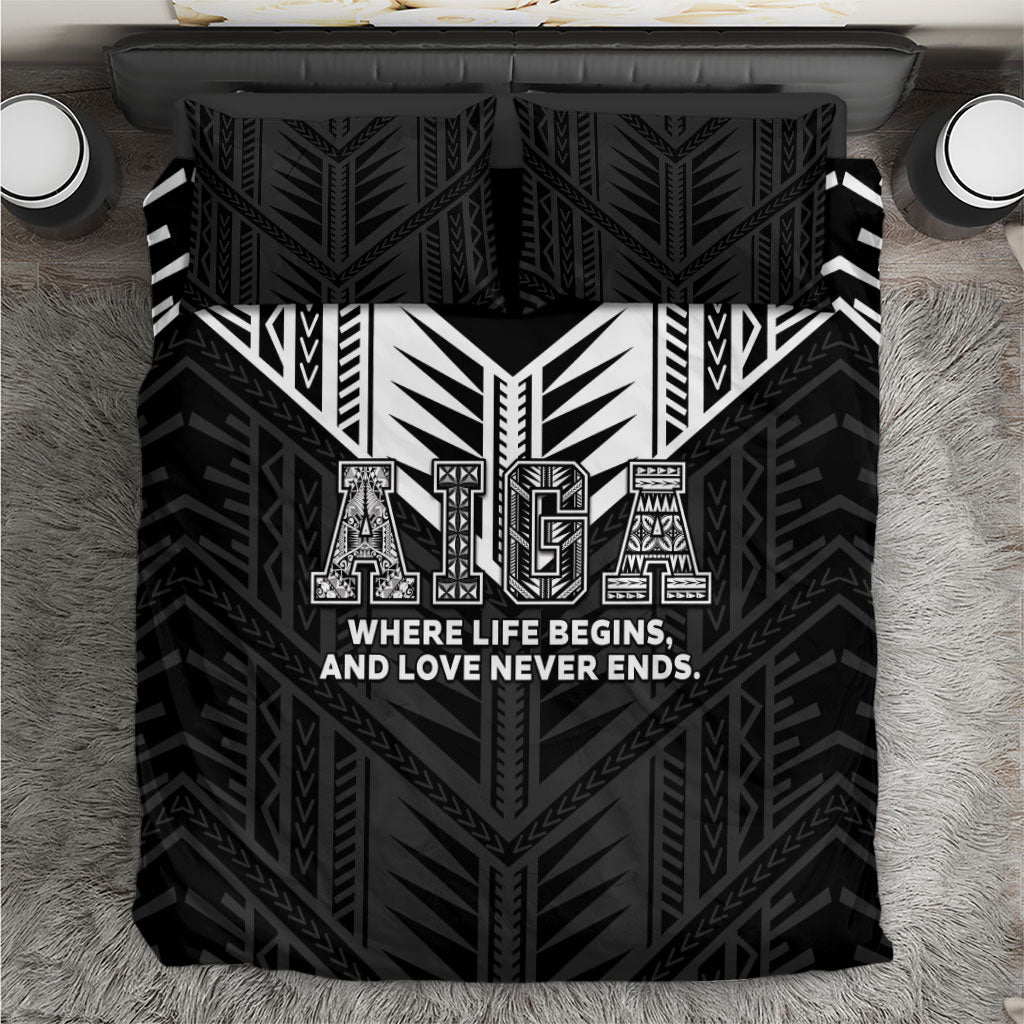 Samoa Aiga Bedding Set Samoan Tribal Pattern LT05 Black - Polynesian Pride