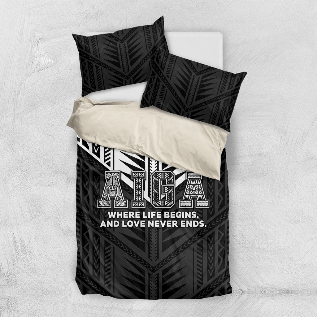 Samoa Aiga Bedding Set Samoan Tribal Pattern LT05 US Twin 172cm x 218cm Black - Polynesian Pride