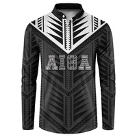 Samoa Aiga Button Sweatshirt Samoan Tribal Pattern LT05 Black - Polynesian Pride