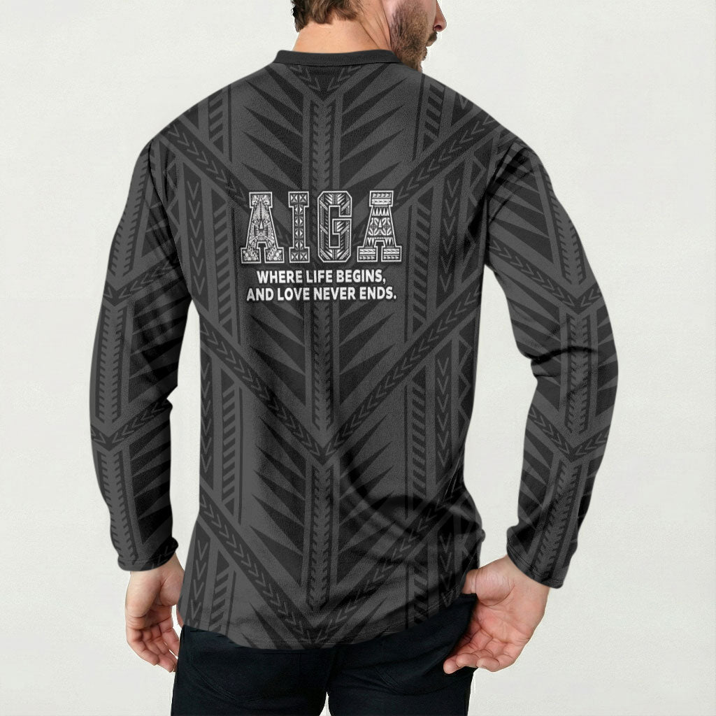 Samoa Aiga Button Sweatshirt Samoan Tribal Pattern LT05 - Polynesian Pride