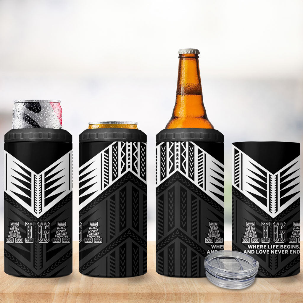 Samoa Aiga 4 in 1 Can Cooler Tumbler Samoan Tribal Pattern LT05 - Polynesian Pride