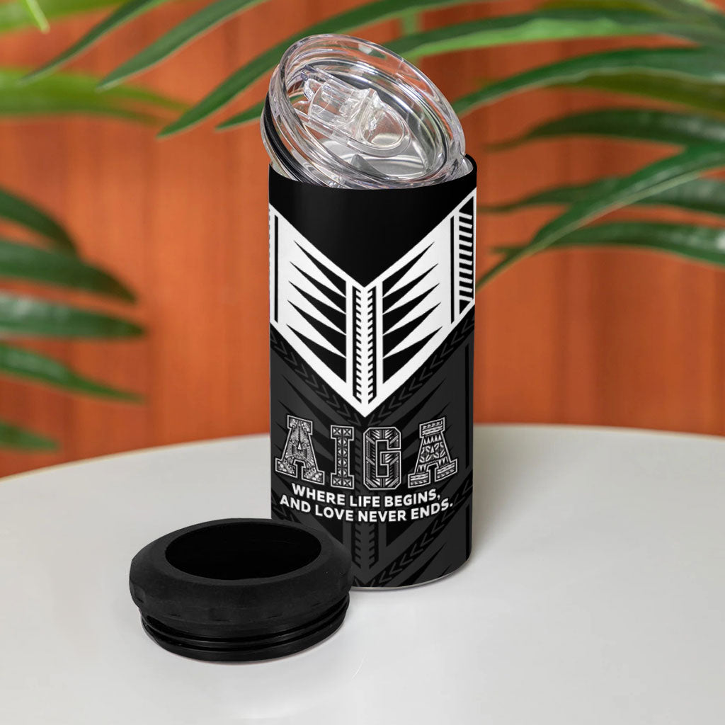 Samoa Aiga 4 in 1 Can Cooler Tumbler Samoan Tribal Pattern LT05 - Polynesian Pride
