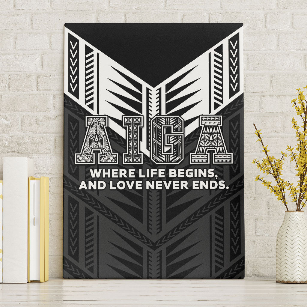 Samoa Aiga Canvas Wall Art Samoan Tribal Pattern LT05 Without Frame Black - Polynesian Pride