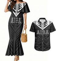 Samoa Aiga Couples Matching Mermaid Dress and Hawaiian Shirt Samoan Tribal Pattern LT05 Black - Polynesian Pride