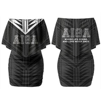 Samoa Aiga Couples Matching Off Shoulder Short Dress and Hawaiian Shirt Samoan Tribal Pattern LT05 - Polynesian Pride