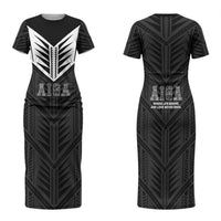 Samoa Aiga Couples Matching Short Sleeve Bodycon Dress and Long Sleeve Button Shirt Samoan Tribal Pattern LT05 - Polynesian Pride